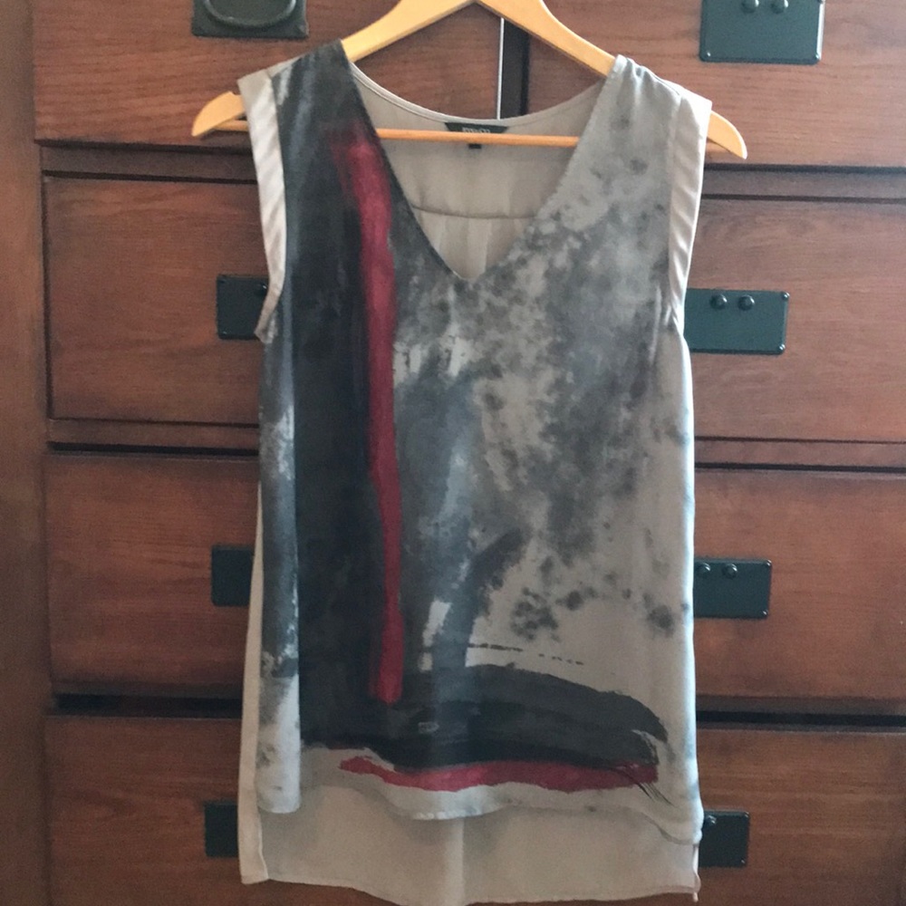 RW&Co Size Small Gray Abstract Painted Style Sleeveless Lined Tank